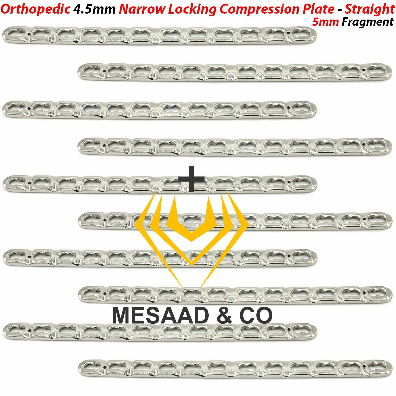 Orthopedic 4.5mm Narrow Locking Compression Platz Straight 12 Holes 10 Platz Set
