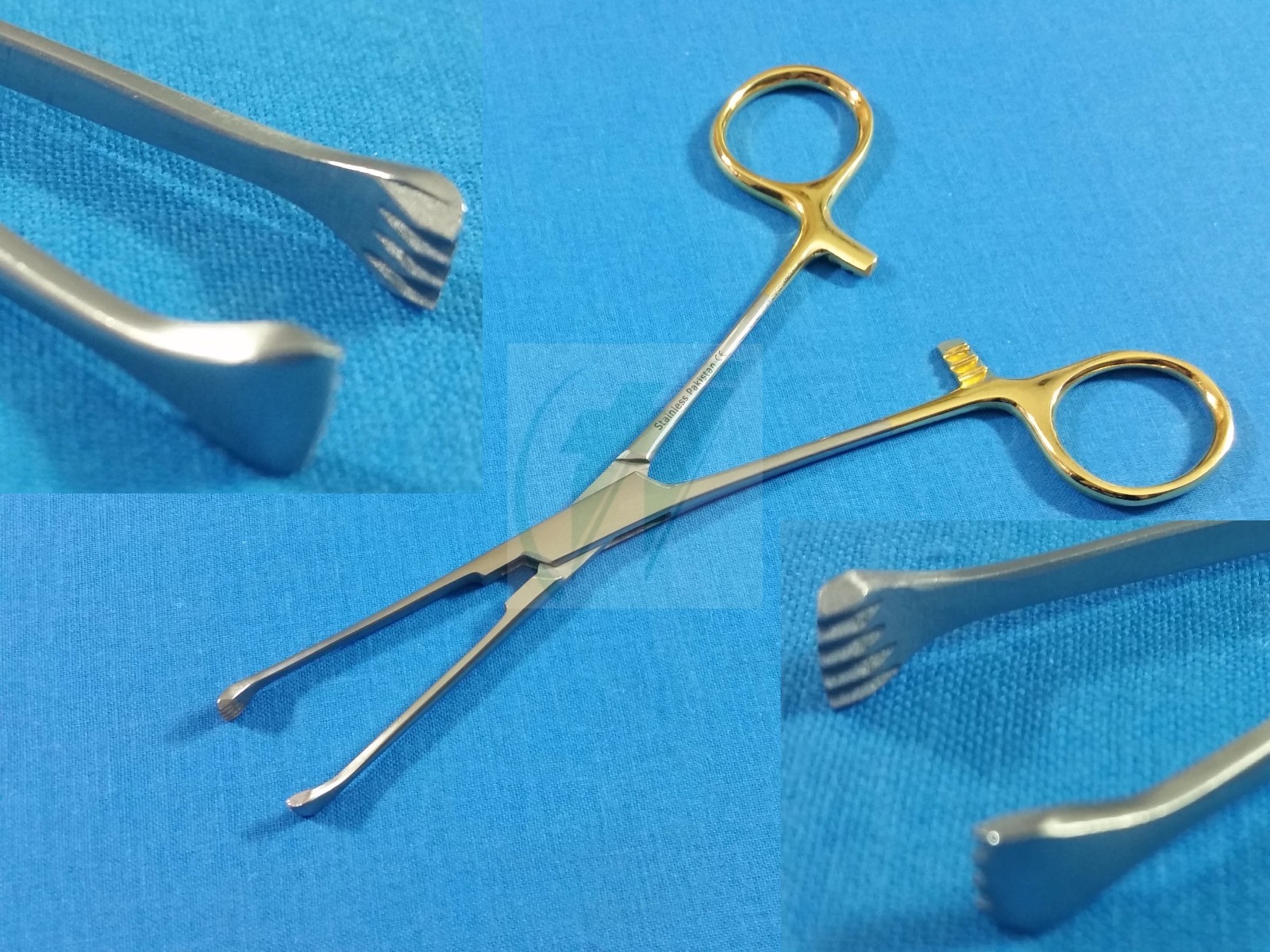 GOLD HANDLE O.R GRADE ALLIS TISSUE SPAY PACK SURGICAL FORCEPS 6″ 4X5 TEETH