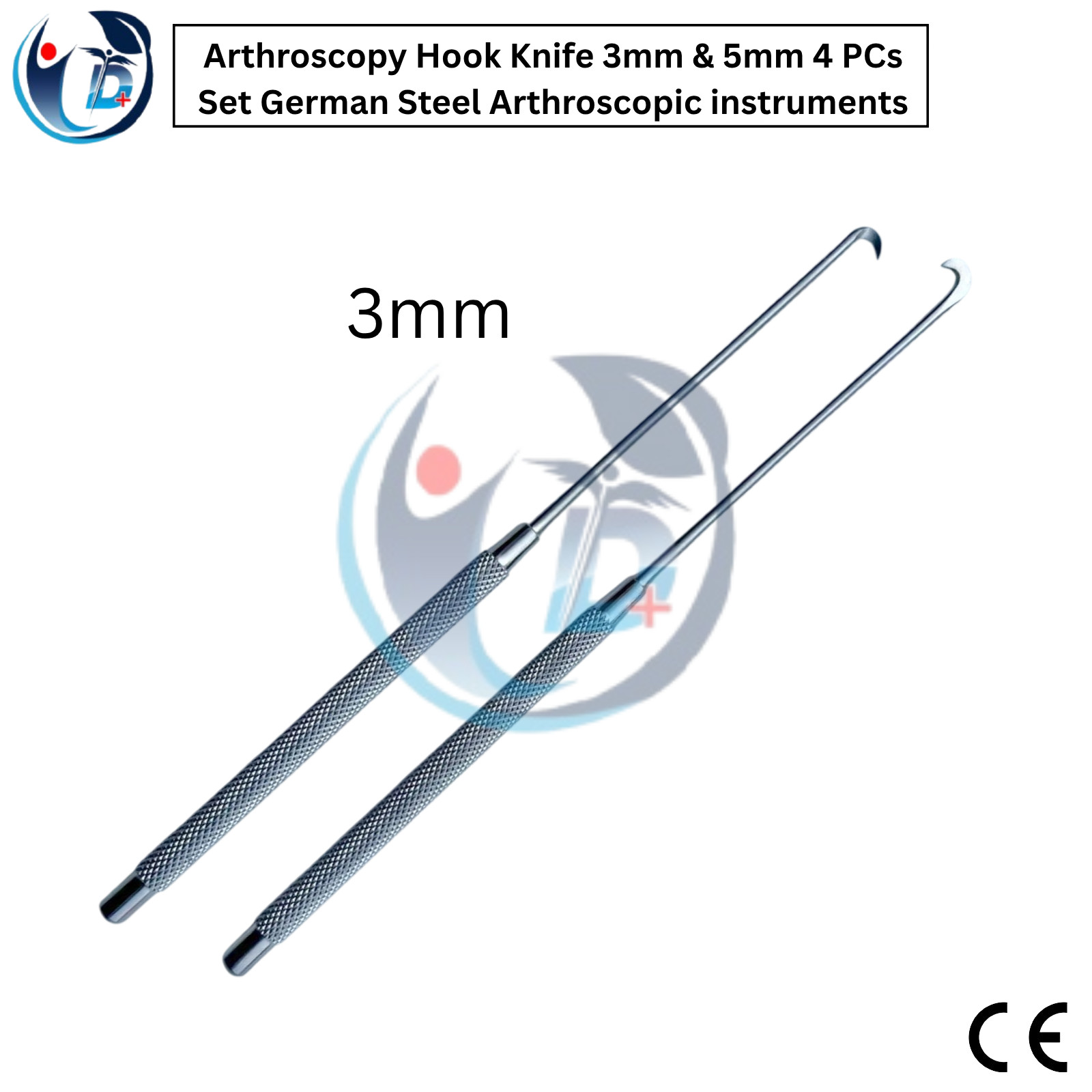 Arthroscopy Hook Knife 3mm & 5mm 4 PCs Set German Steel Arthroscopic instruments