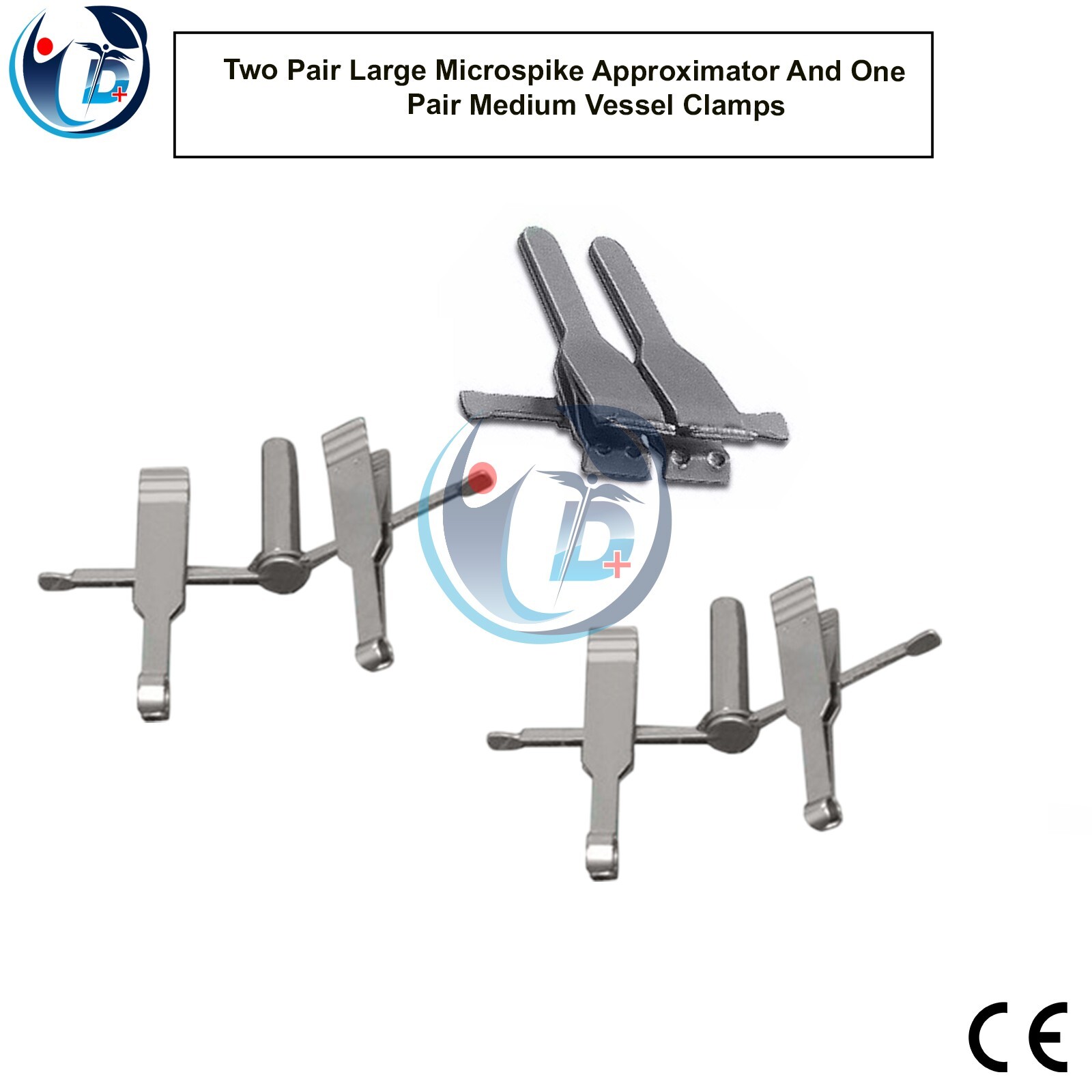 Two Pair Large Microspike Approximator And One Pair Medium Vessel Clamps