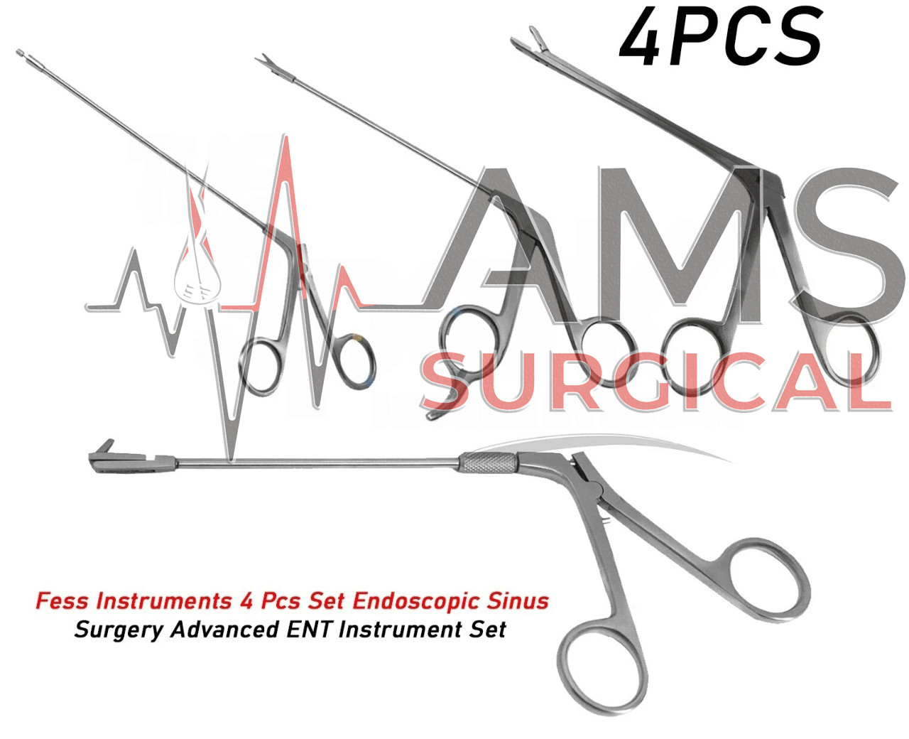 Fess Instruments 4 Pcs Set Endoscopic Sinus ENT Instrument Set