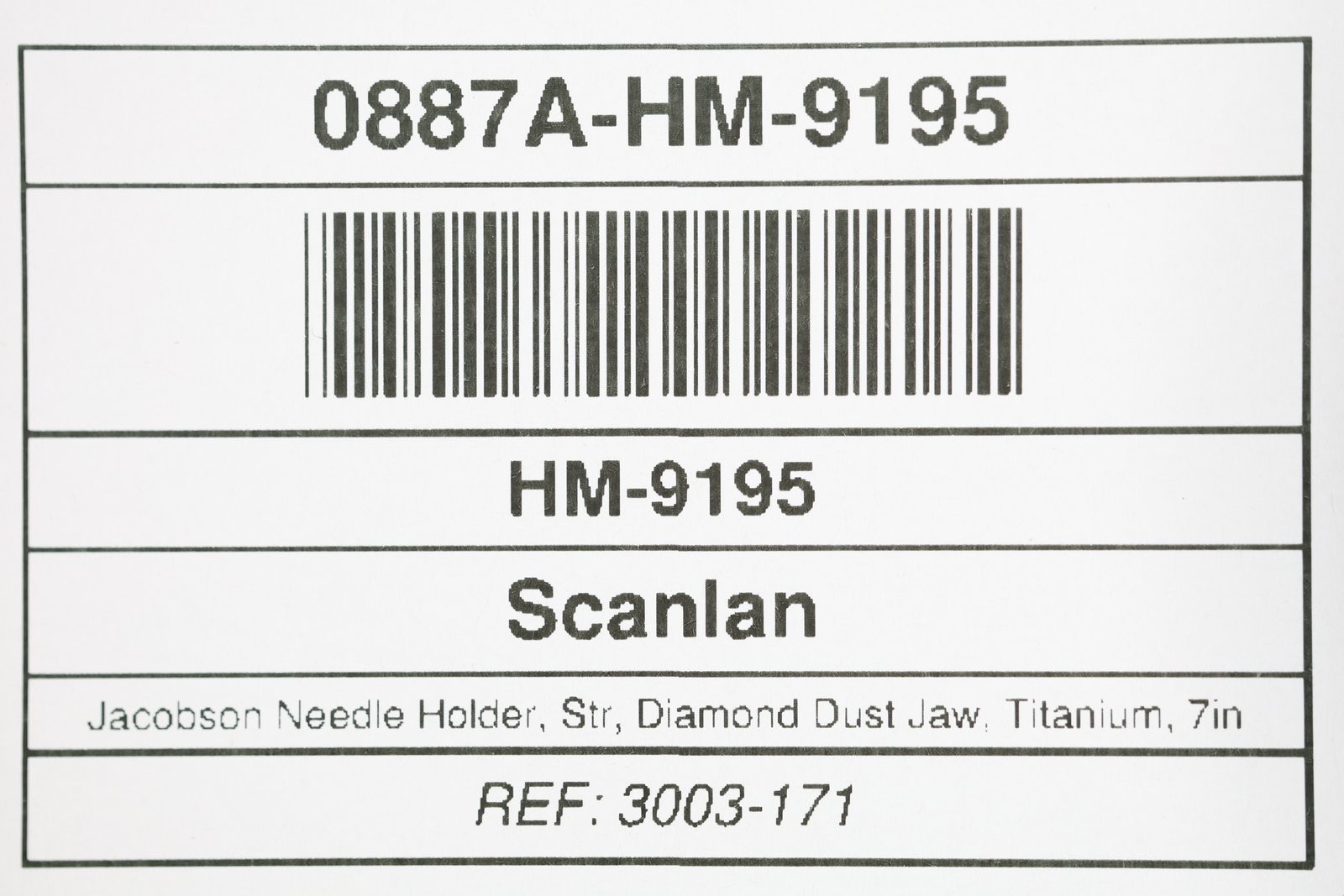 Scanlan 3003-171 Jacobson Needle Holder, Str, Diamond Dust Jaw, Titanium, 7in