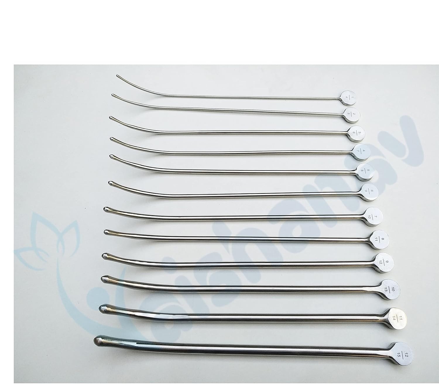 Urethral Bougie Dilator Set of 12 Stainless Steel Urology Instruments