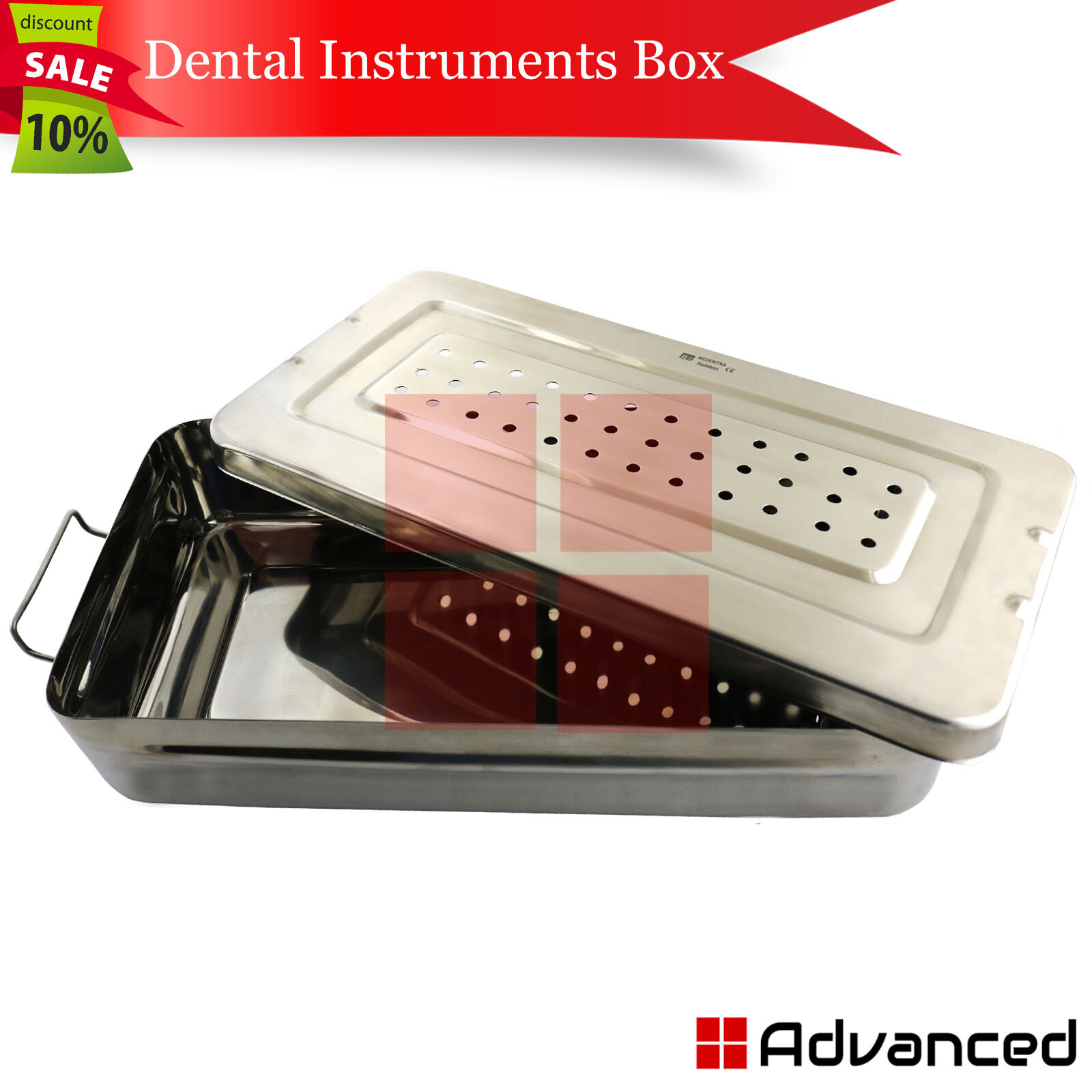 MEDENTRA Instruments Sterilization Box 12″x 6″x 2.5″ Dental Surgical Holder Tray