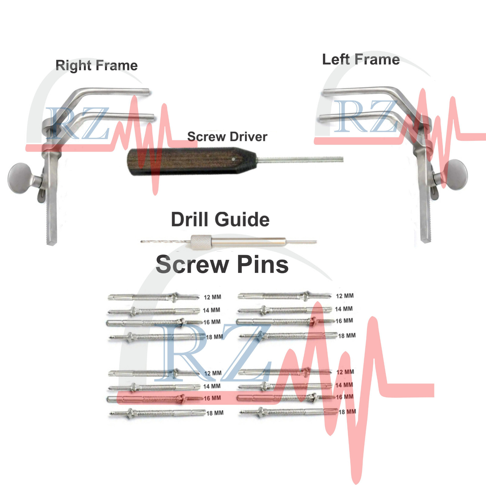 Caspar Cervical Distractor Left & Right Set Screw Pins Screw Driver Drill Guide