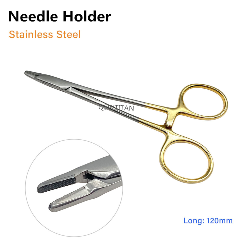 Needle Holder Plier Reusable Gold Plated Handle Orthodontic Forcep Instrument