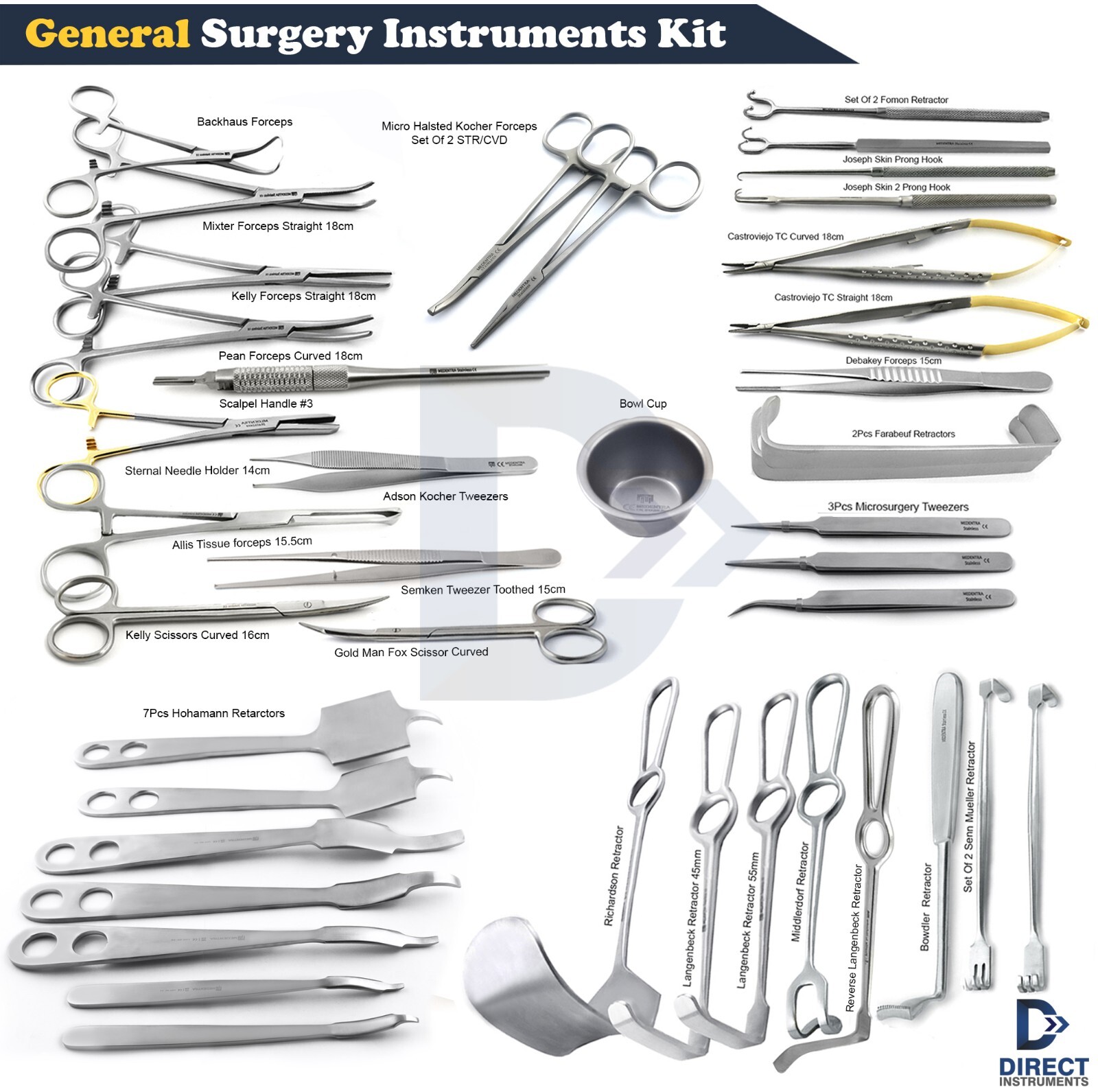 41 Pieces General Surgery Kit Surgical Operating Orthopedic Instruments Set
