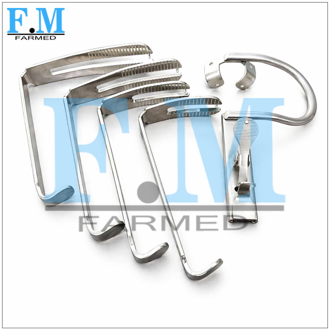 Davis Boyle Mouth Gag Set with 4 Blades Size 2.5″,3″,4″,4.5″ ENT Oral Surgery
