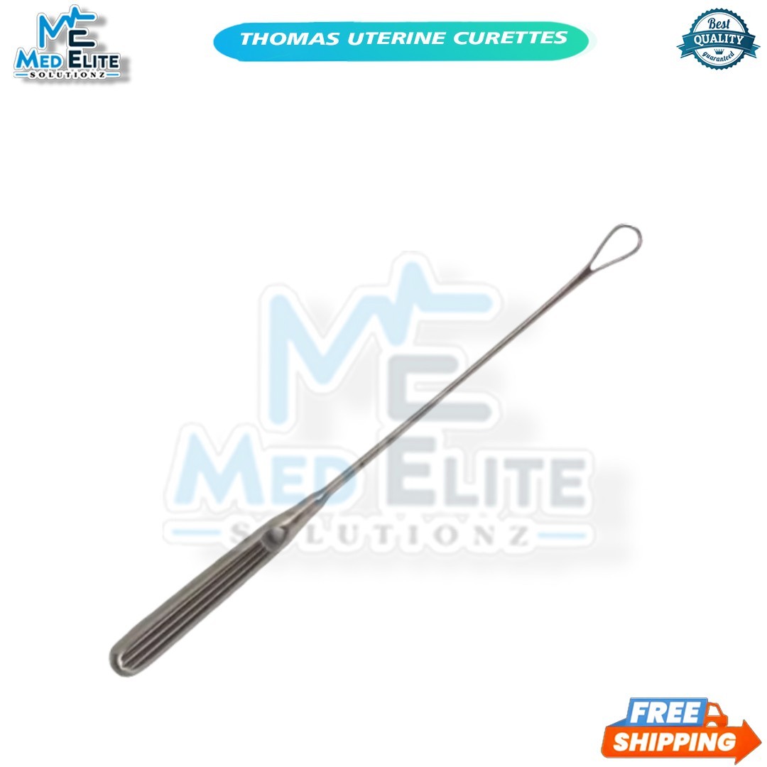 Set of 6 Thomas Uterine Curettes, 11, Malleable, Blunt Blades, Sizes 1-6