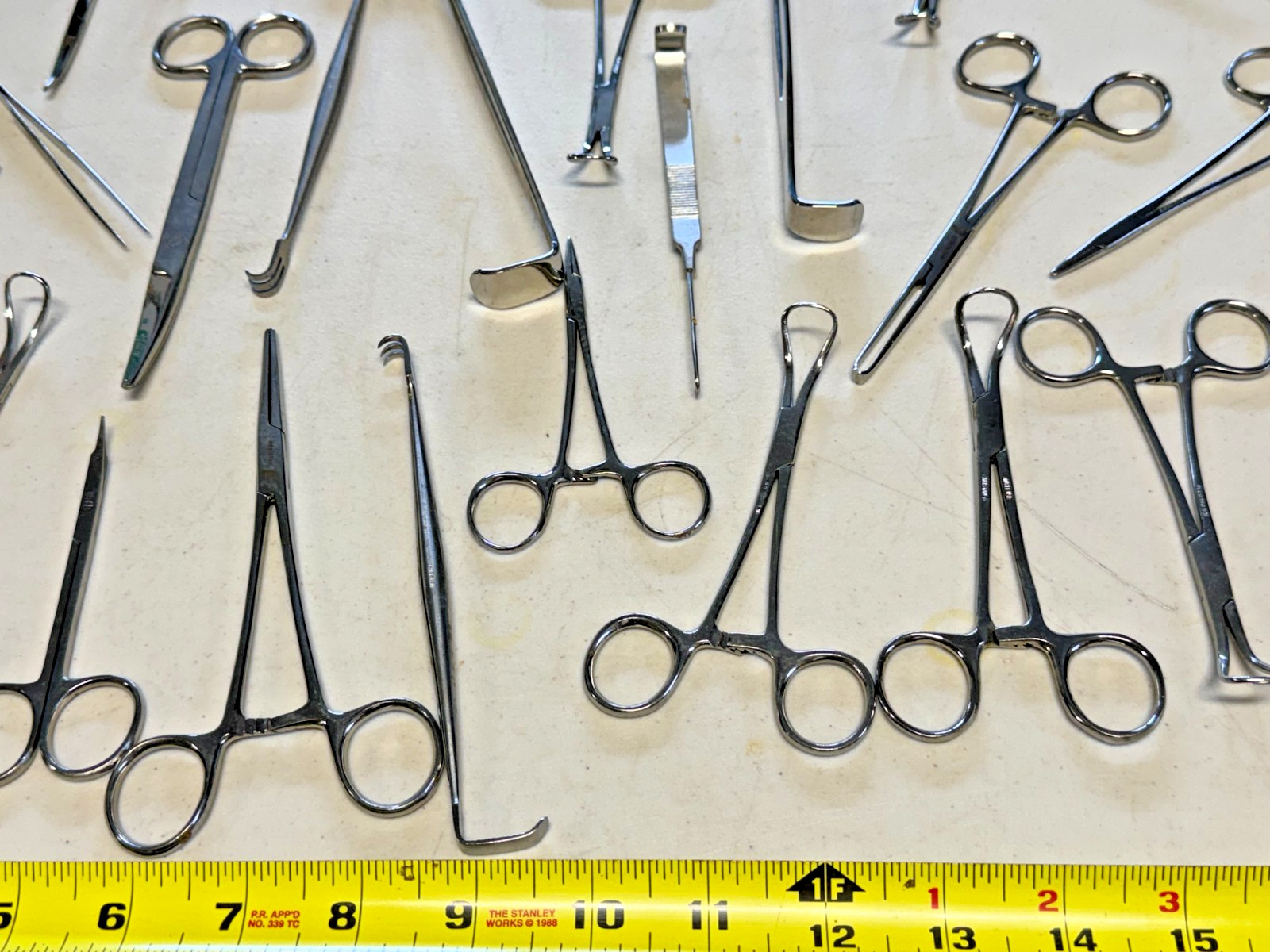 Lot of Assorted Surgical Tools Backhaus Towel Clamps, Forceps, Scissors, Tweezer