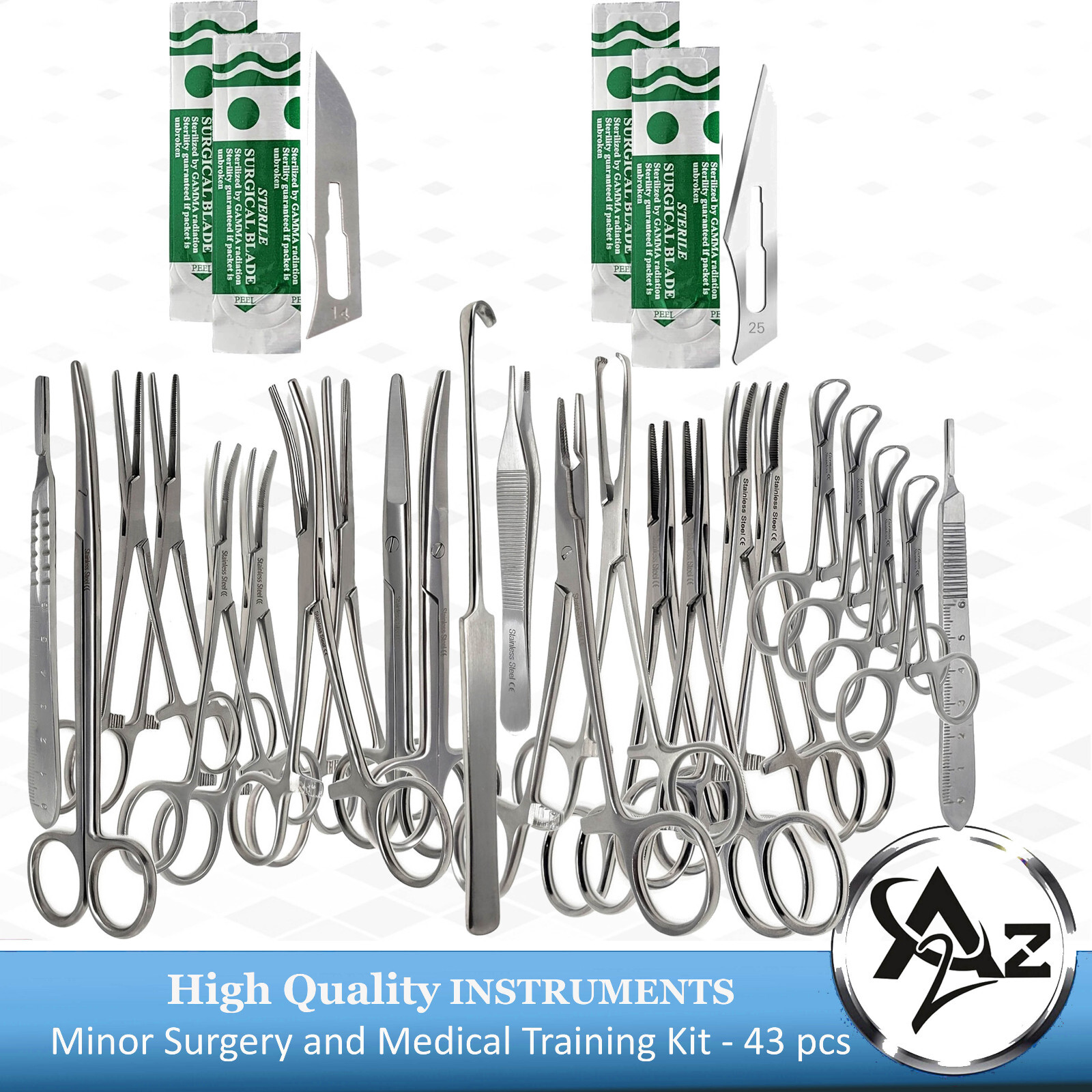 43 Pcs Bitch Spay Pack Kit Set Surgical Veterinary Instruments German Grade CE