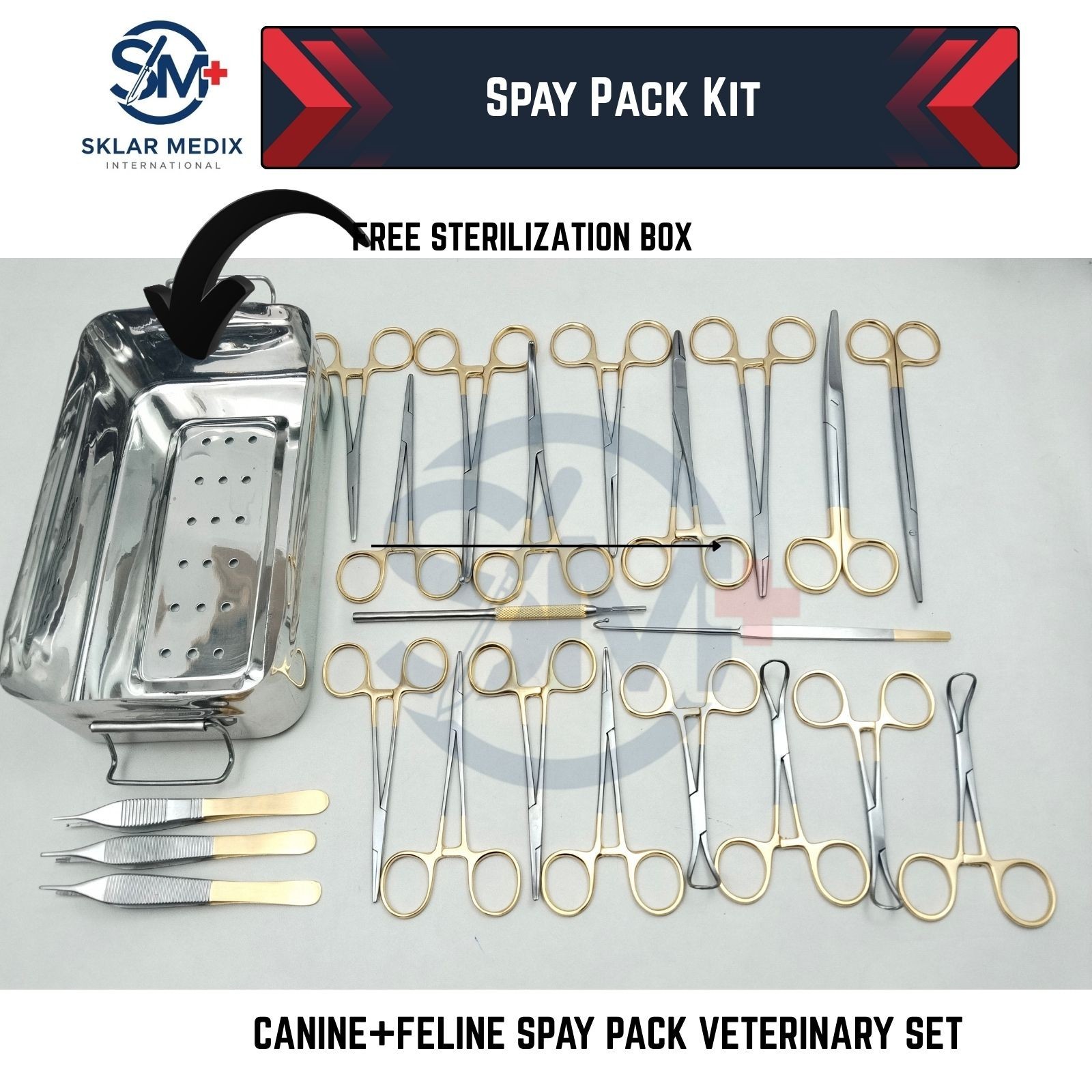 22 Pcs Minor Surgery Spay Pack Kit Surgical Veterinary Dissection Tool Set CE