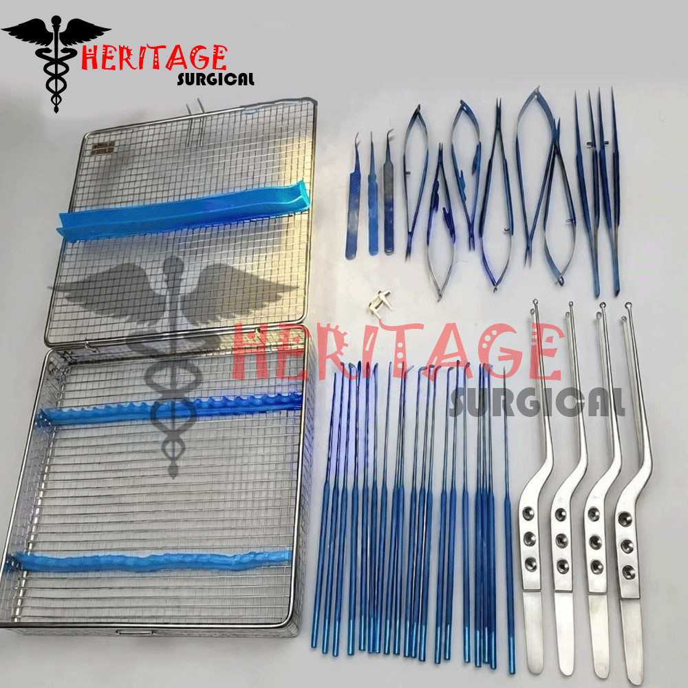 Micro surgery instruments set Neuro Surgical Titanium coated Instrument