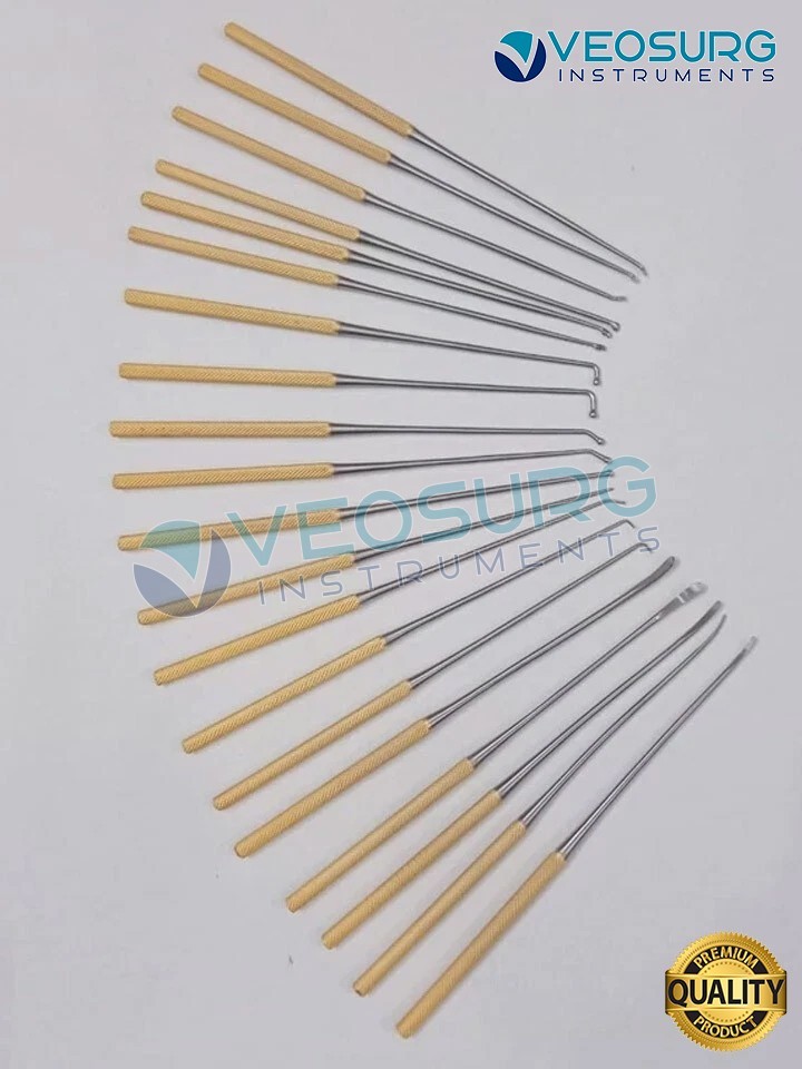 Rhoton Micro Dissector Set 20 Pieces with Gold Neurosurgery Surgical Instruments