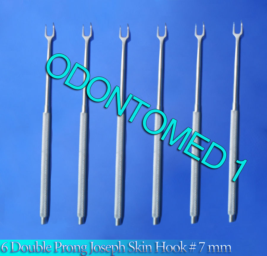 6 Double 2 Prong Joseph Skin Hook 6.25″ 7MM Dermal Surgical Instruments