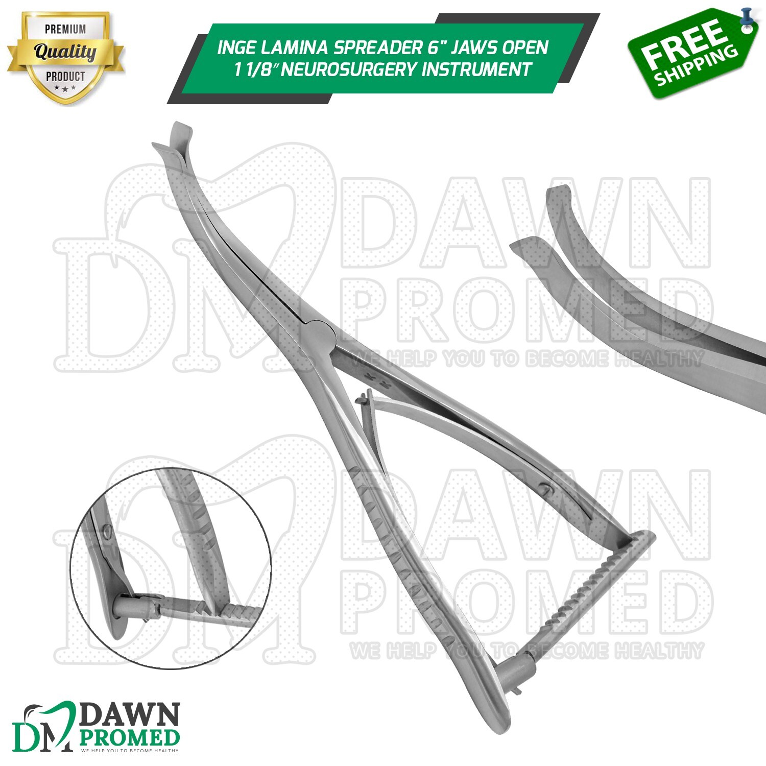 Inge Lamina Spreader 6″ Jaws Open 1 1/8″ Neurosurgery Instruments German Grade