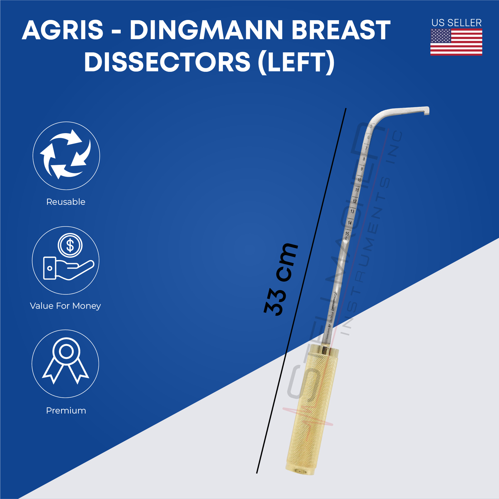 Agris Dingman Breast Dissector 33cm Breasts Dissectors Left Right German Grade