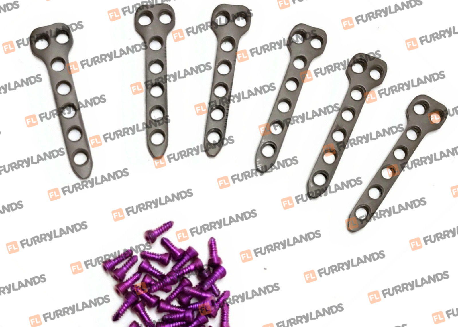 2.0mm Plates (10 Pcs) with Screws (50 Pcs) – Titanium Set