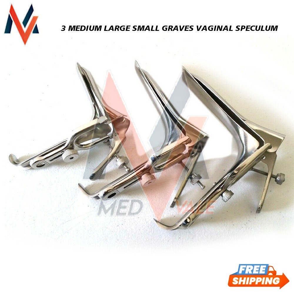 3 MEDIUM LARGE SMALL GRAVES VAGINAL SPECULUM GYNOCOLOGY instrument