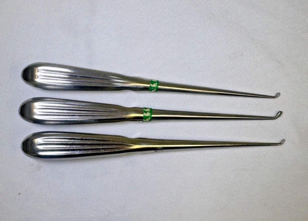 Set of 3 Aesculap EPSTEIN Bone Curettes Sizes 0,2,3