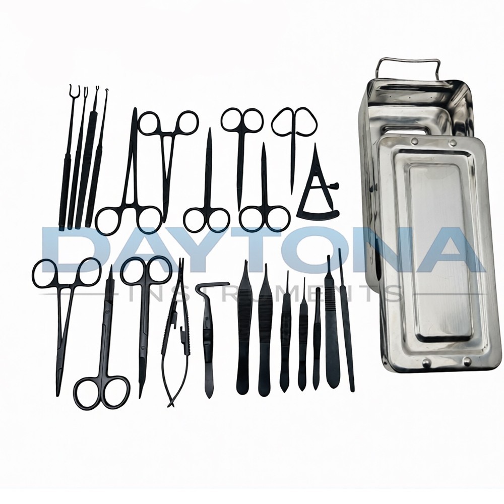 Blepharoplasty Instruments Set – Black | Plastic & Eye Surgery Kit with Box