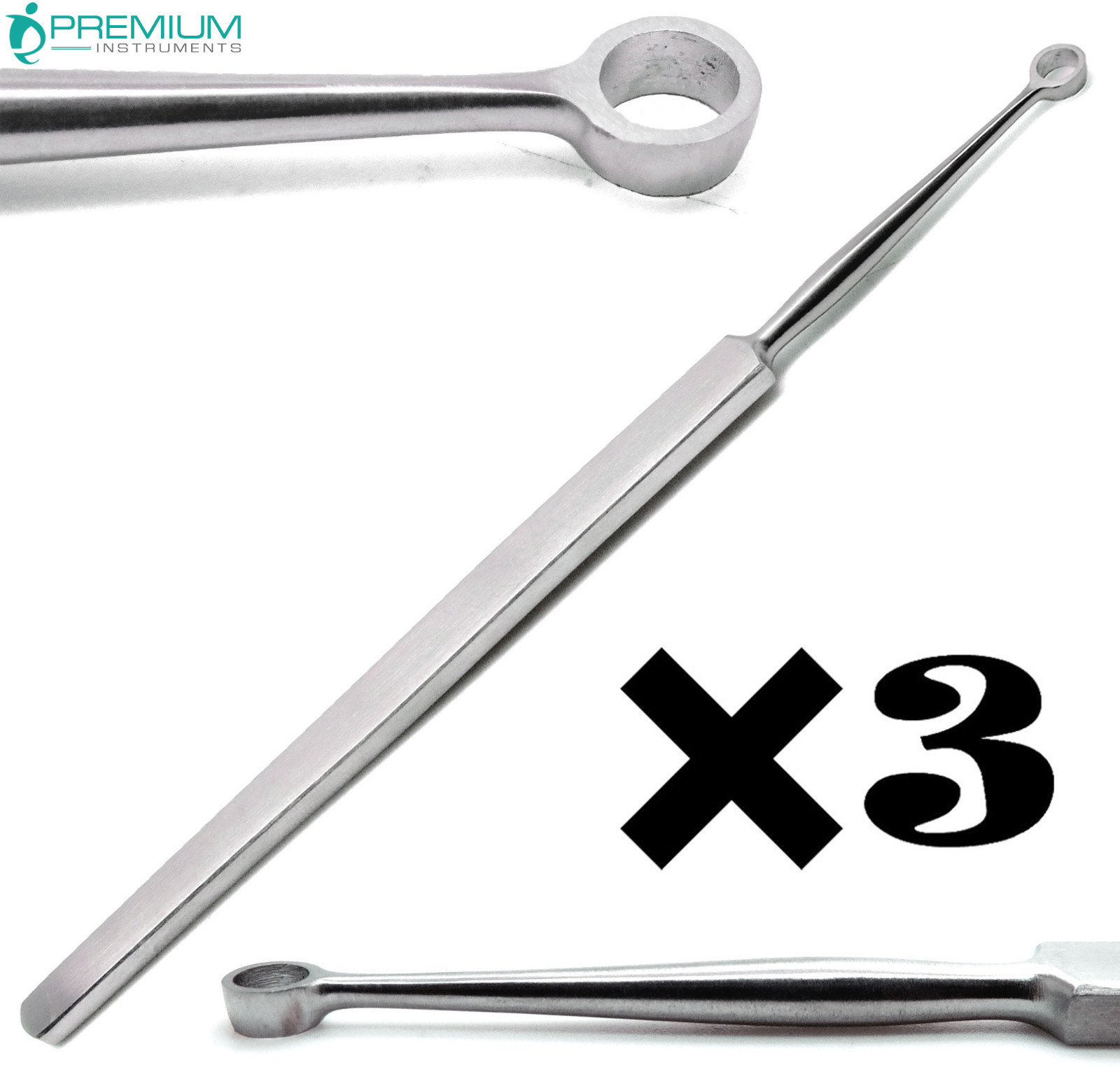 3 Pcs ENT Dermatology Fox Dermal Curettes 5mm Surgical MedicaI 5.5″ Instruments