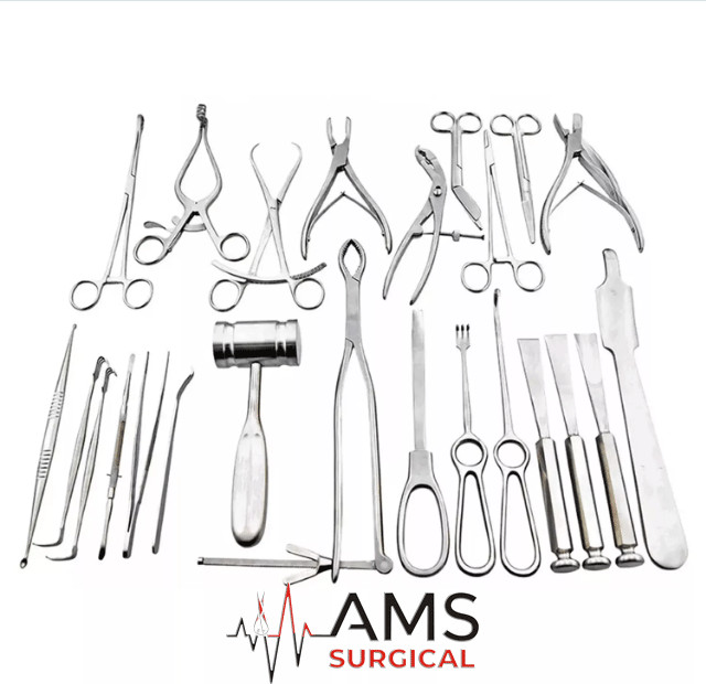 Basic Orthopedic Surgery Set of 25 PCS of Surgical Instruments With Box