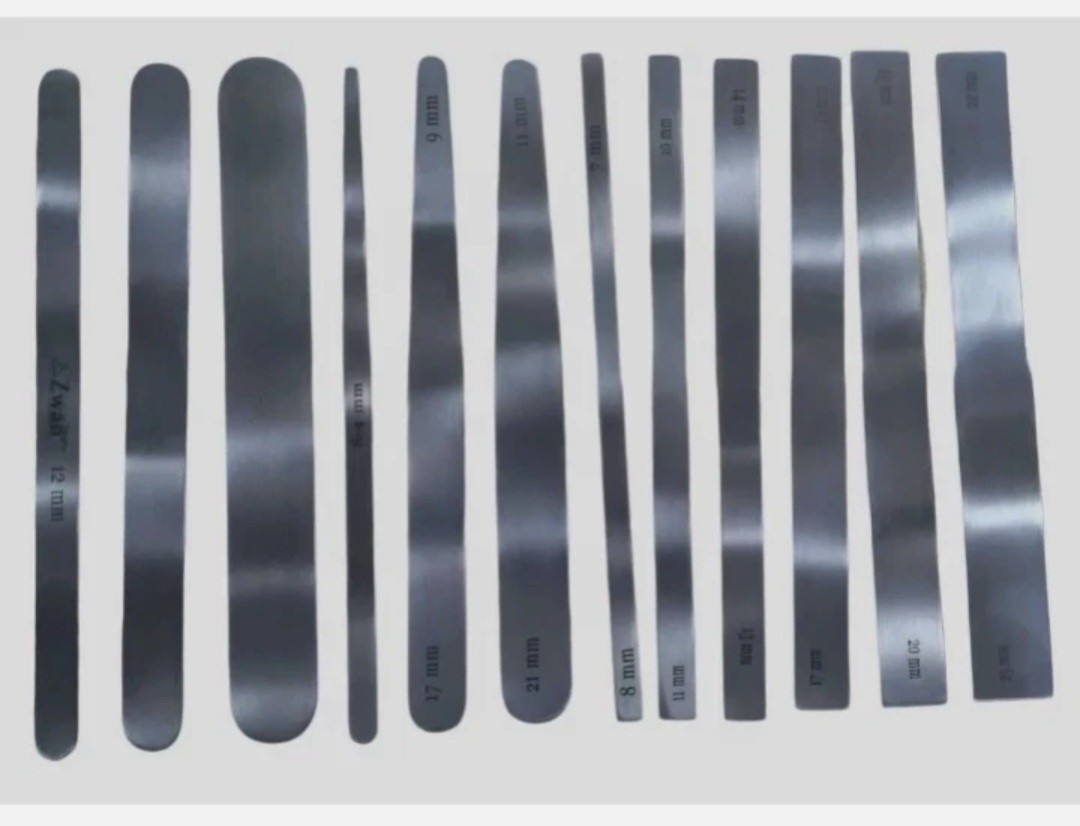 Brain trauma neurosurgery SS non-magnetic spatula malleable set of 12pcs