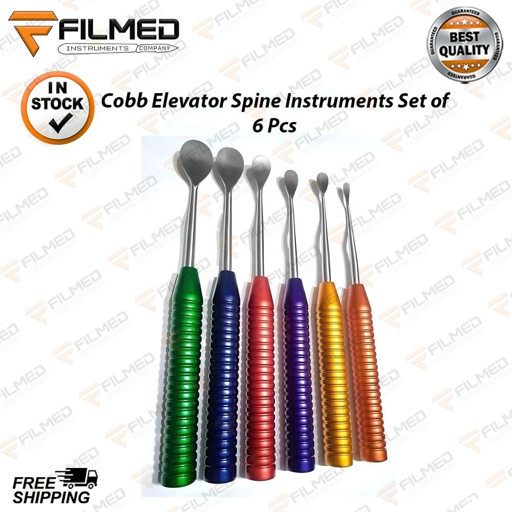 Cobb Elevator Spine Instruments Set of 6 Pcs Rainbow Handle Top Quality
