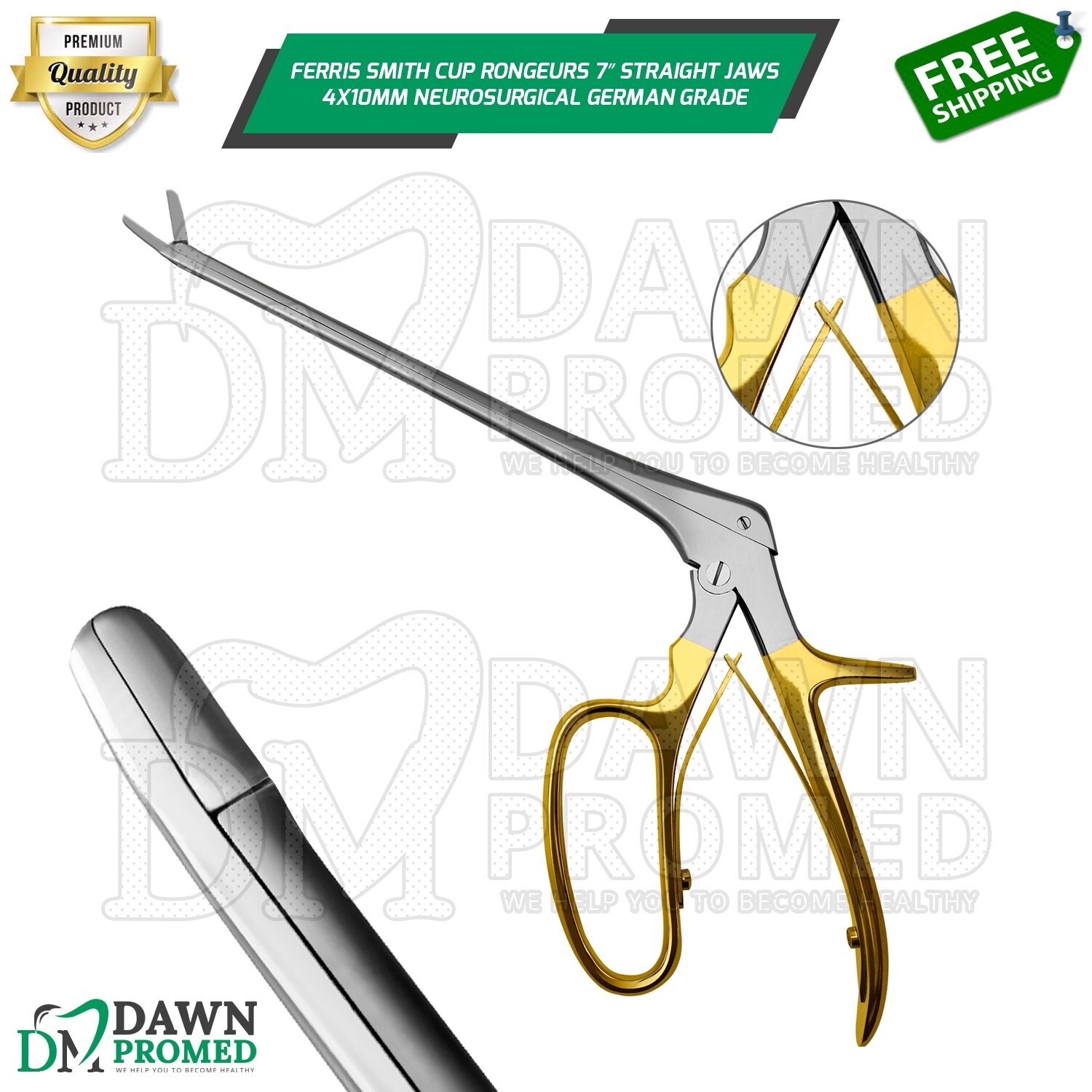 Ferris Smith Cup Rongeurs 7” Straight Jaws 4x10mm Neurosurgical German Grade