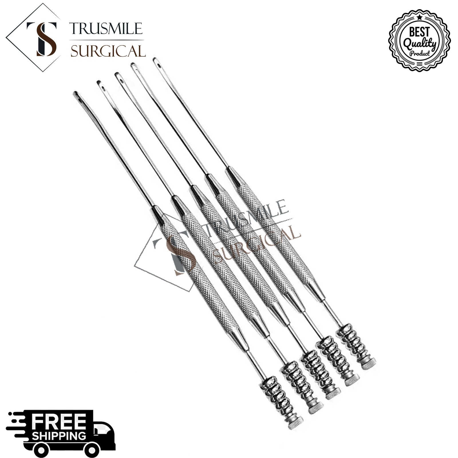 5pcs Gromed Freer Septum Periosteal Elevator with Suction 19cm (7½”) surgical