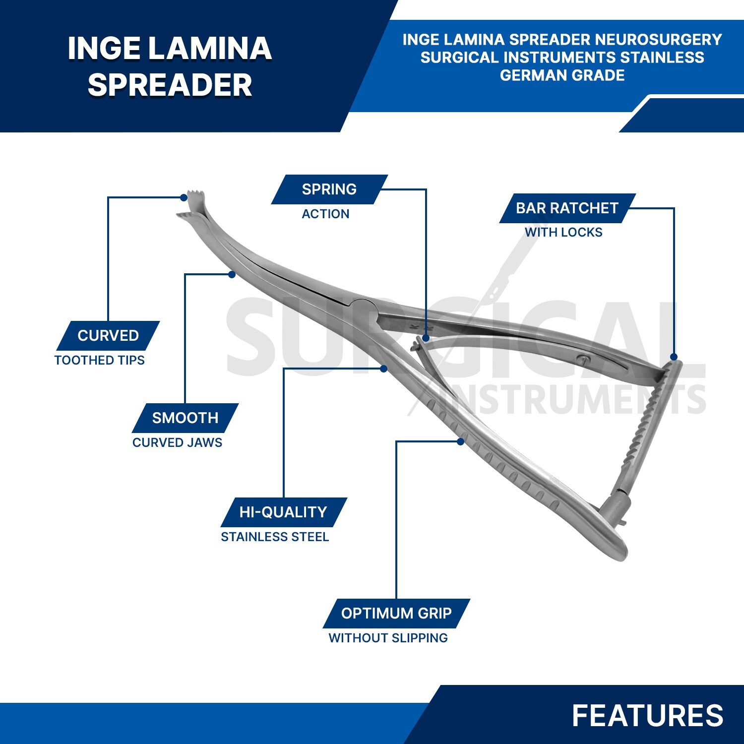 Inge Lamina Spreader Neurosurgery Surgical Instruments Stainless German Grade