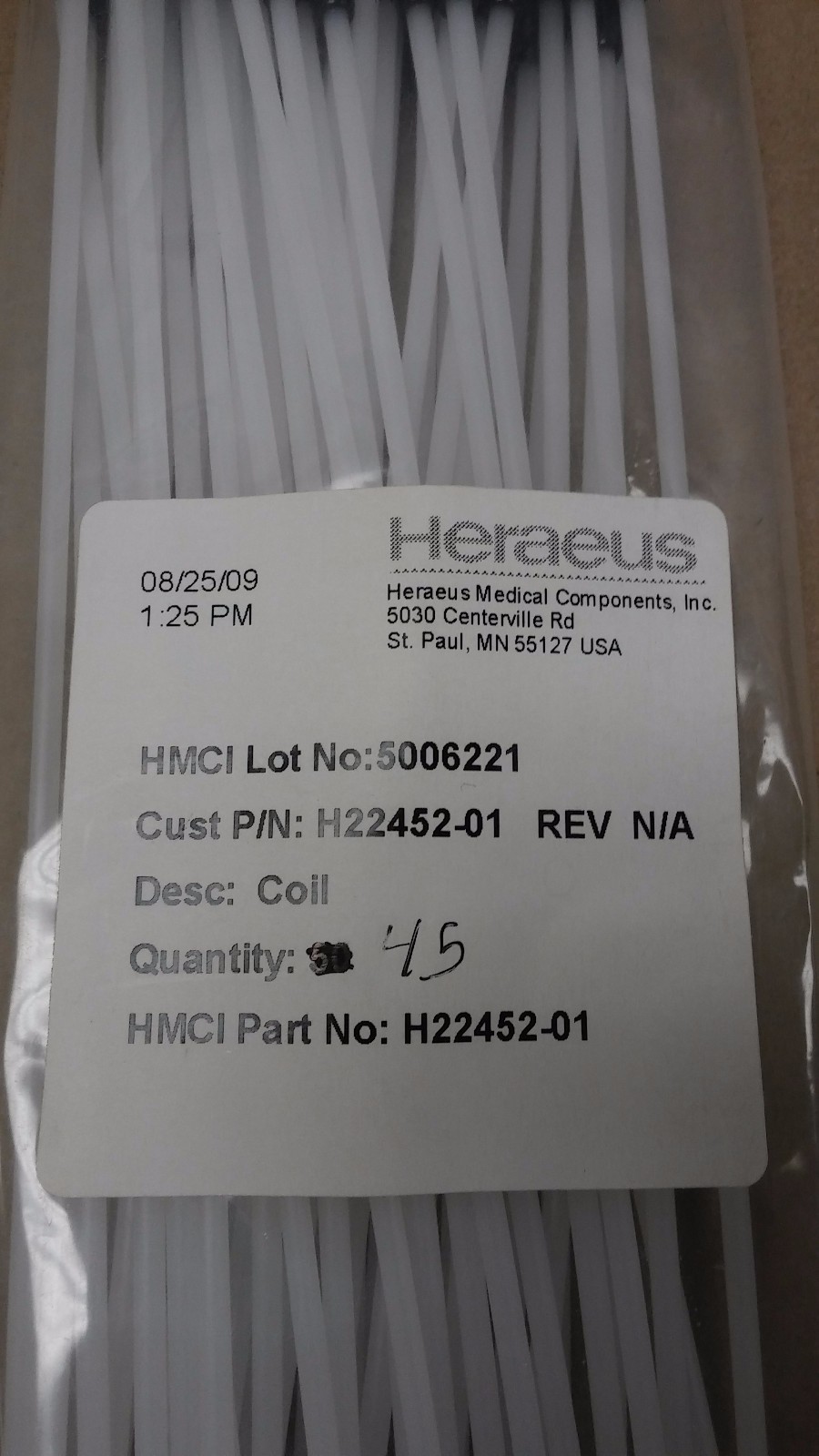 HERAEUS H22452-01 Coil Guidewire Lot of 45