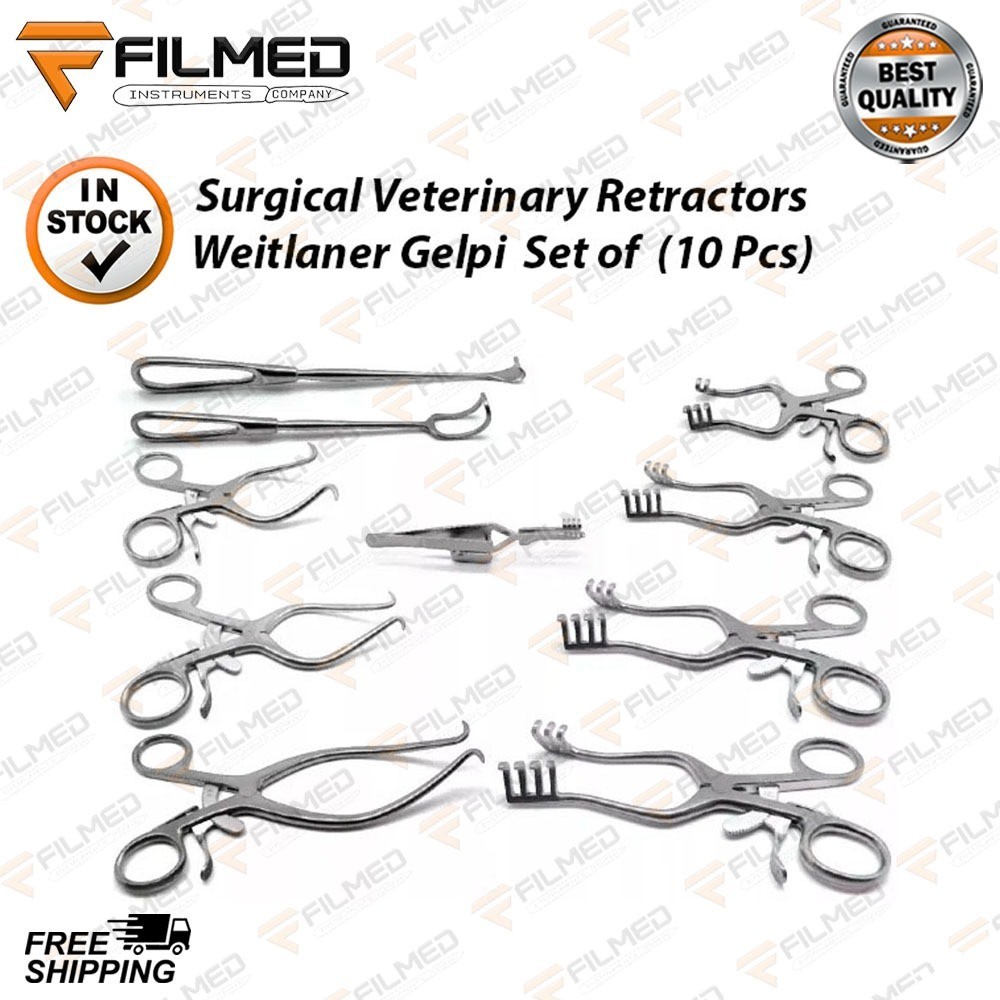 Surgical Veterinary Retractors Weitlaner Gelpi Premium Instruments Set of 10