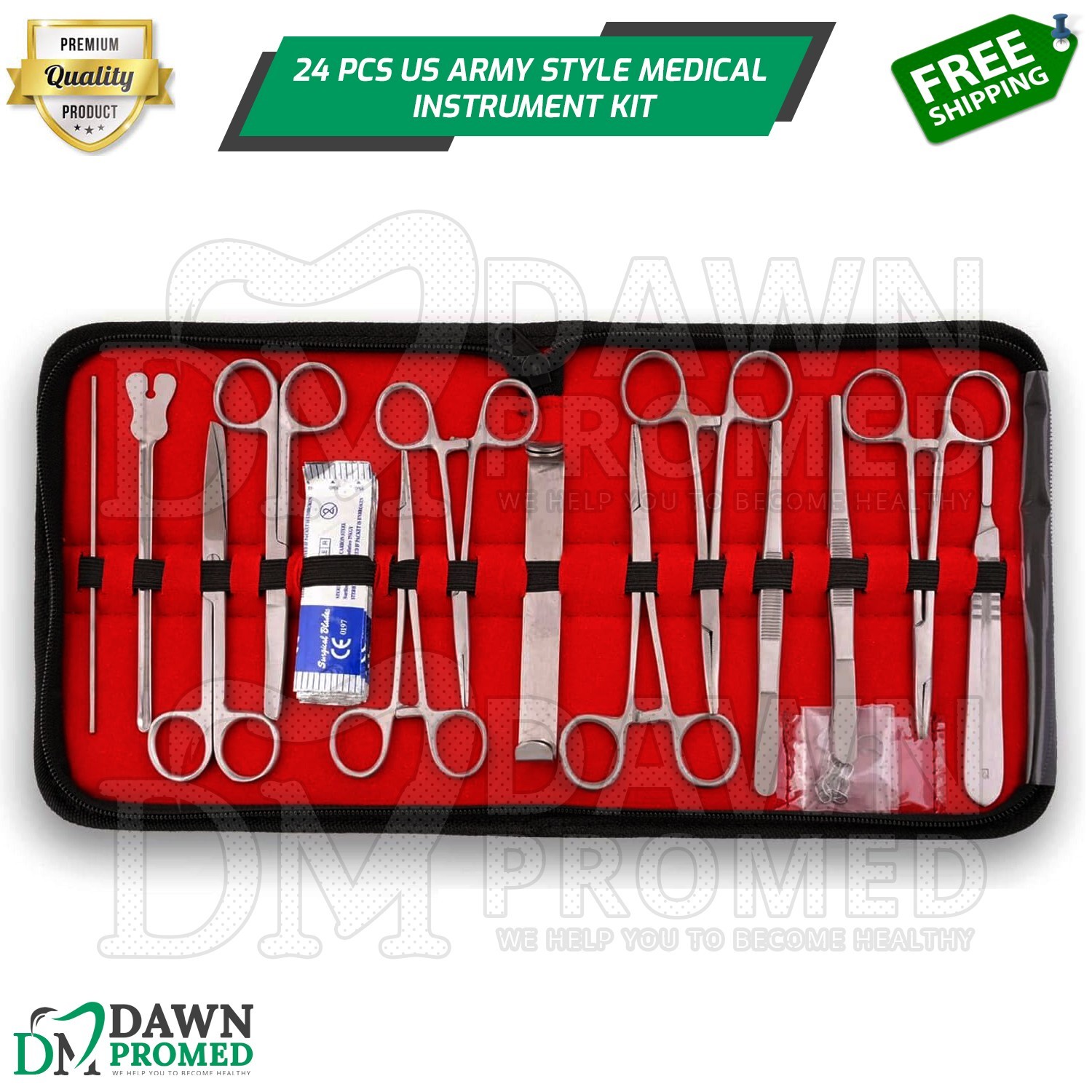 24 Pcs US Military Field Surgical Kit EMT Trauma First Aid Set German Grade