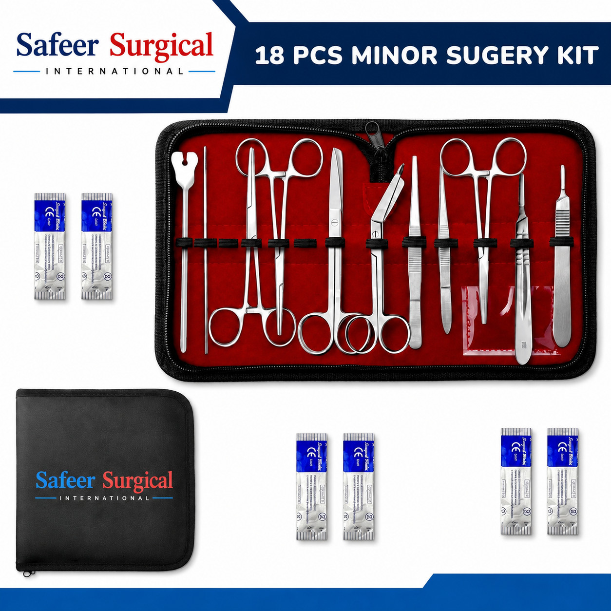18 Pcs Minor Surgery Set Surgical Instruments Kit Stainless Steel German Grade