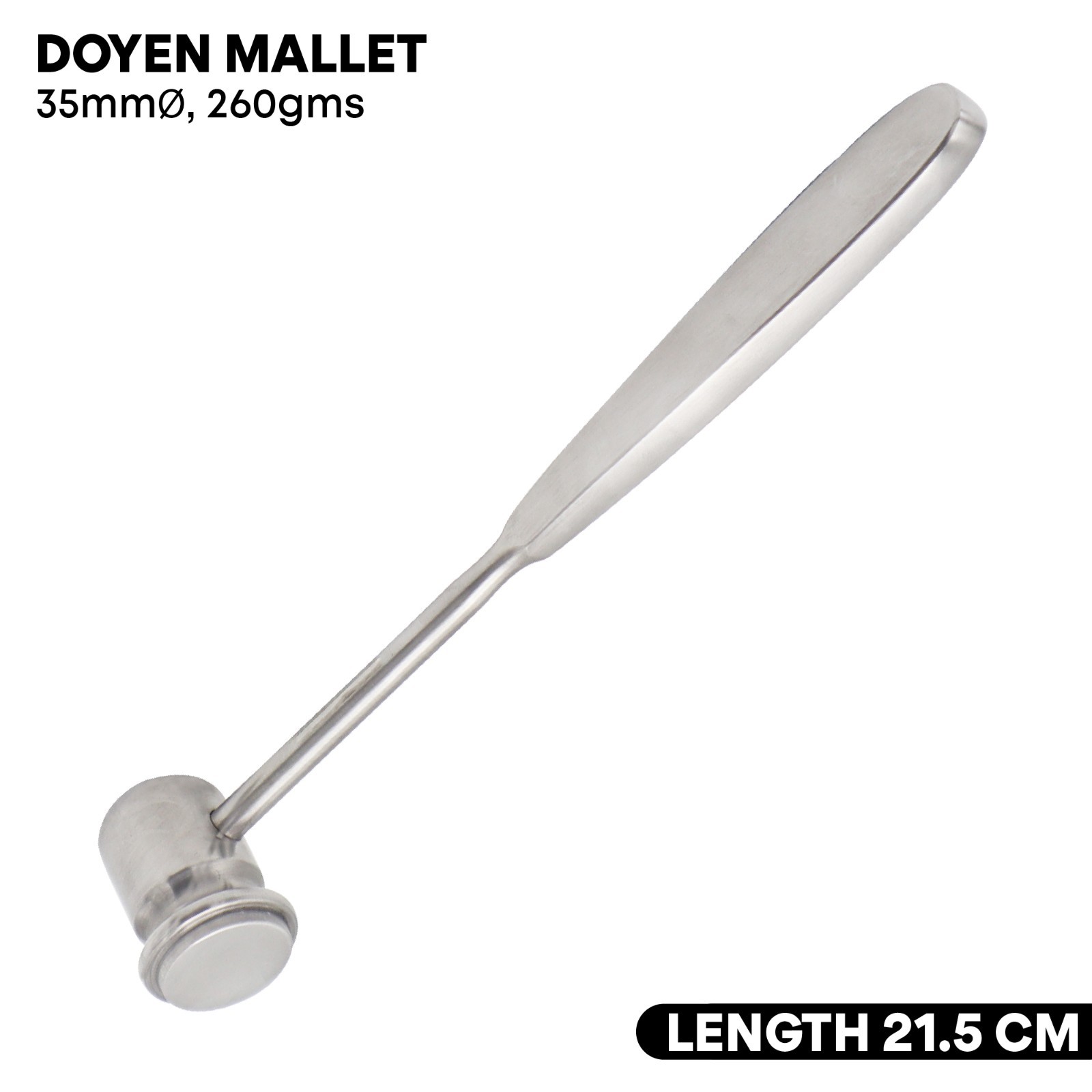 Doyen Mallet 21.5 cm Length 35mm Ø 260g Stainless Steel Surgical Mallet German