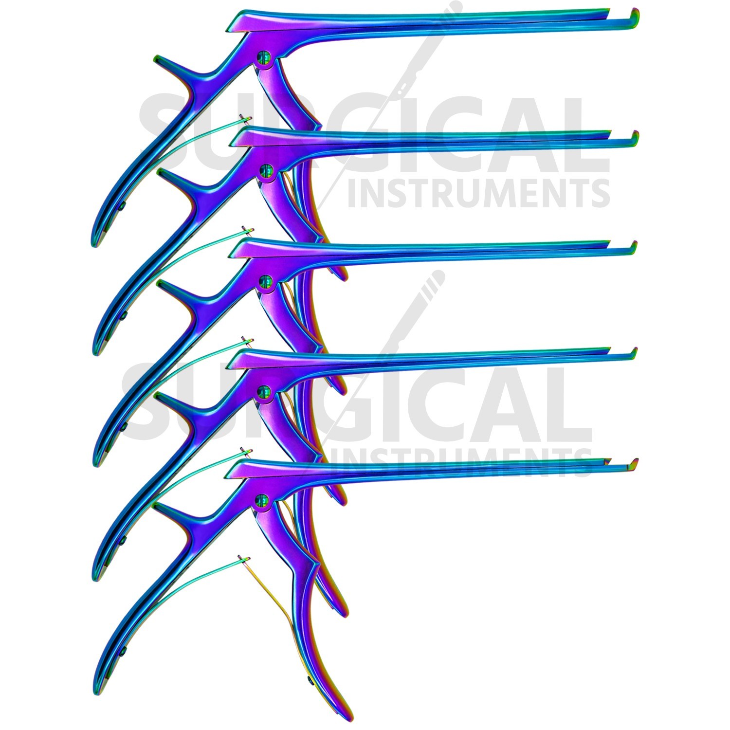 5 Pcs KERRISON Rongeurs 7″ 1, 2, 3, 4, 5mm Up 45 Degree Rainbow German Grade