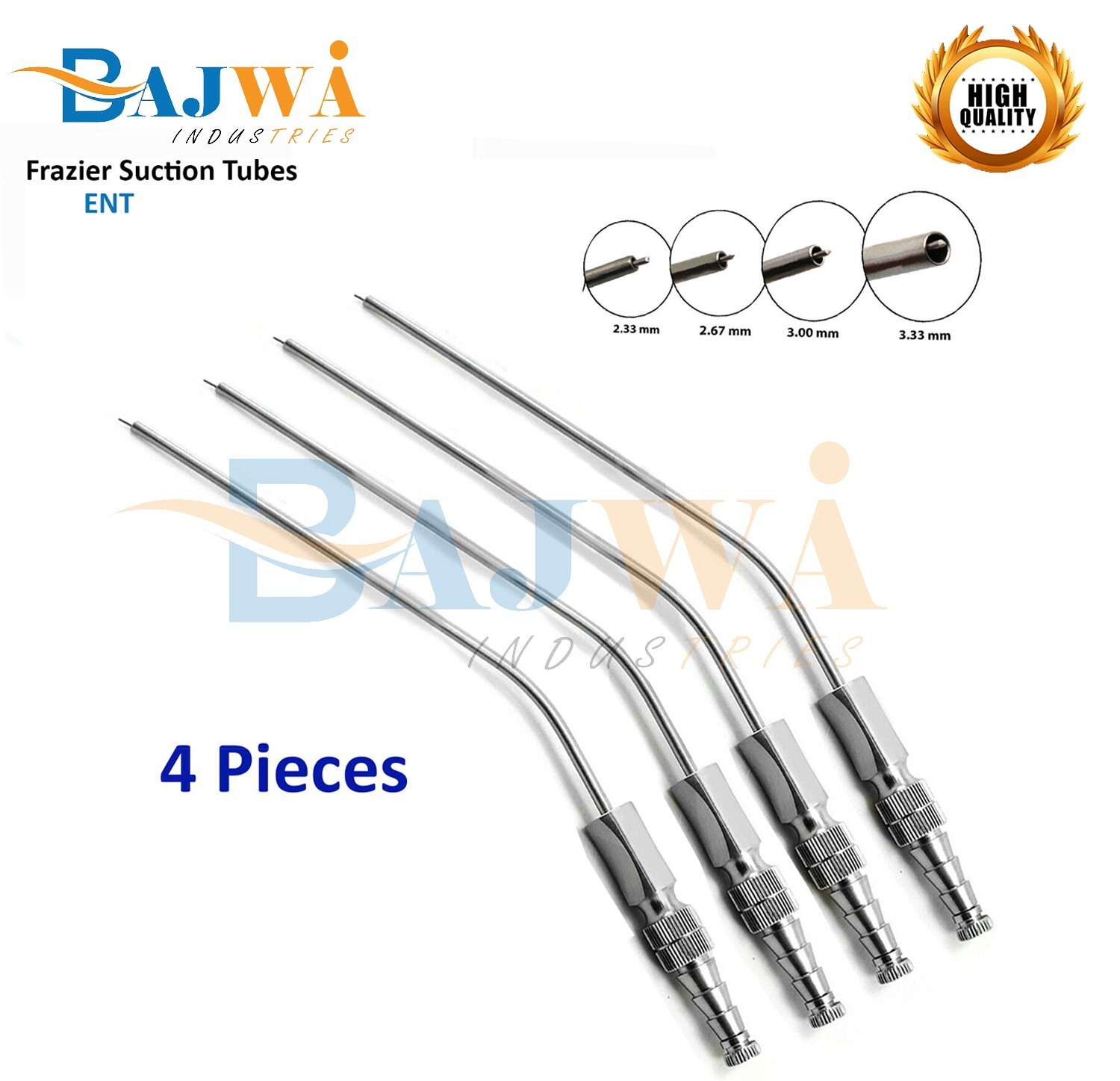 Frazier Suction Tube Set Of 4 Tubes Dental ENT Diagnostic Surgical Instruments