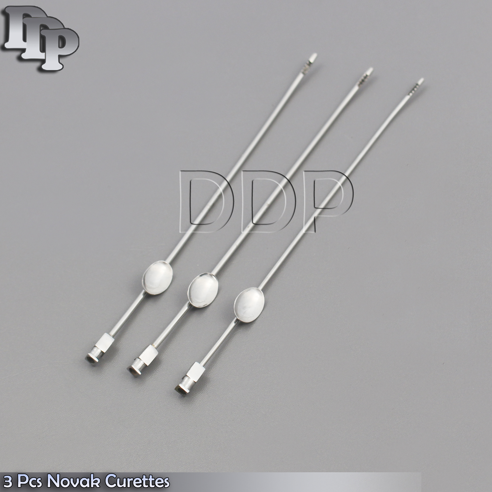 3 Pcs NOVAK 3mm Suction Curettes 9.2″ Gynecology Surgical Instruments
