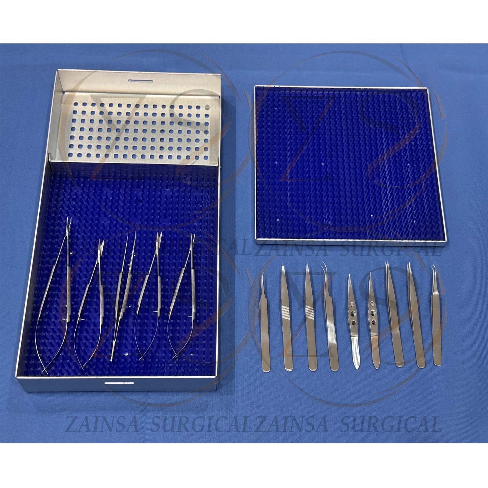 Microsurgery instruments Set, 14 PCs Hand Micro Surgery Set, Sterilisation Trays