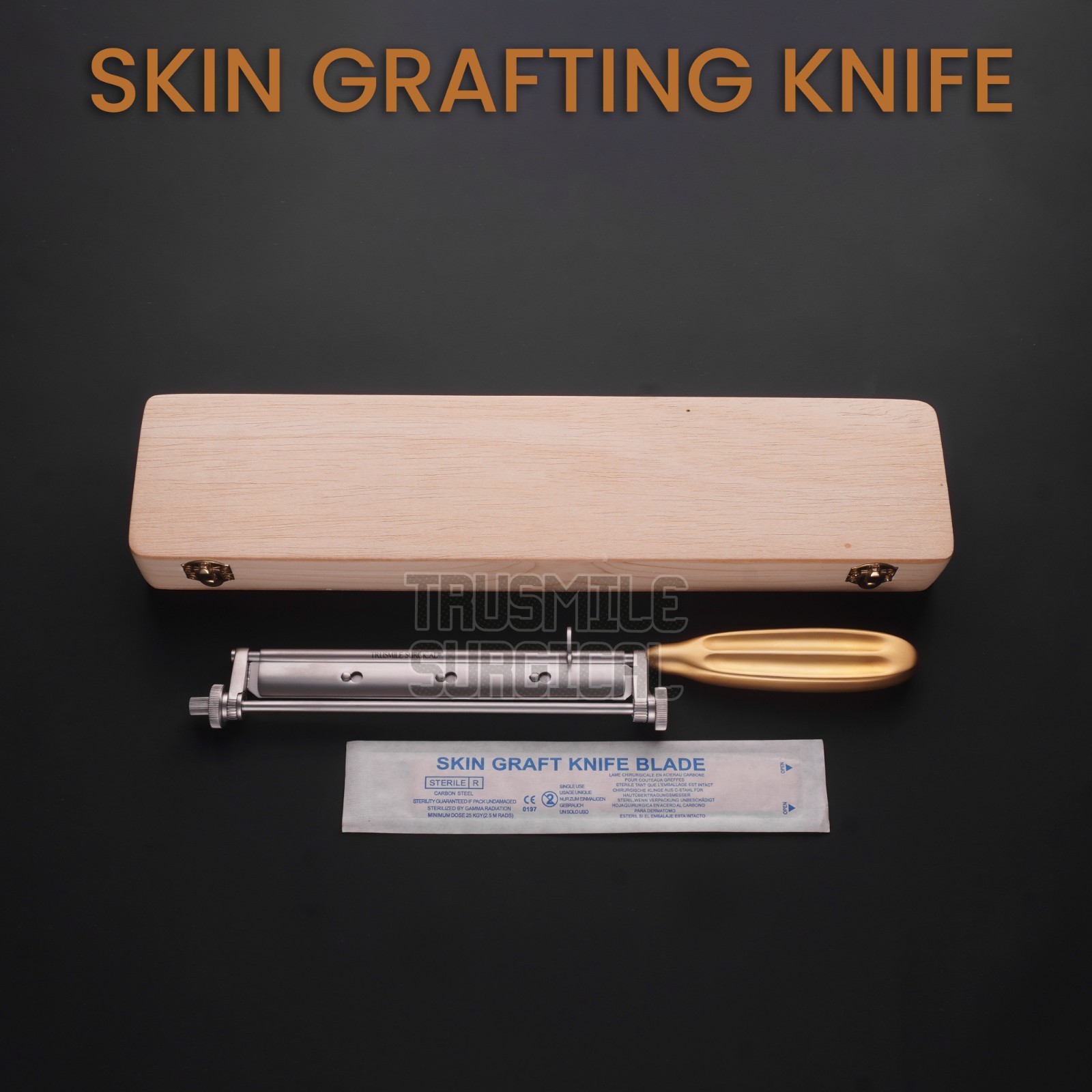 NEW GERMAN WATSON SKIN GRAFT KNIFE WITH GOLDEN HANDLE DERMATOME SURGICAL