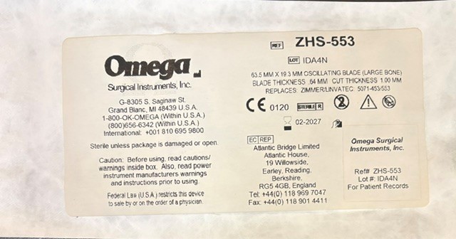 Oscillating Blade Large Bone 63.5×19.3x.64mm