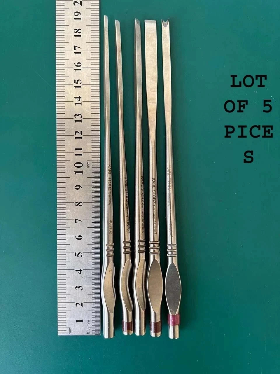Karl Storz Lot of 5 Osteotomy for rhinoplasty, Chisel, Gouge, WALTER 2 mm,3mm