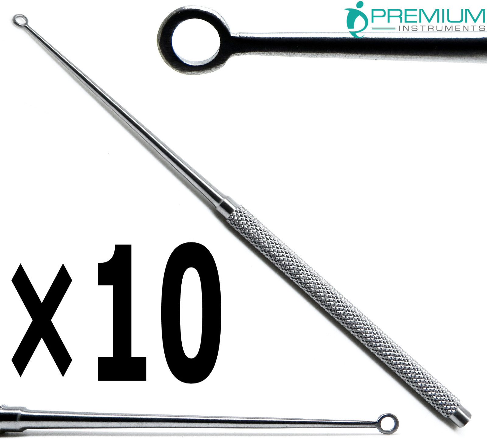10× Buck Ear Blunt Curettes #2 Surgical Straight 6.5″ ENT Instruments