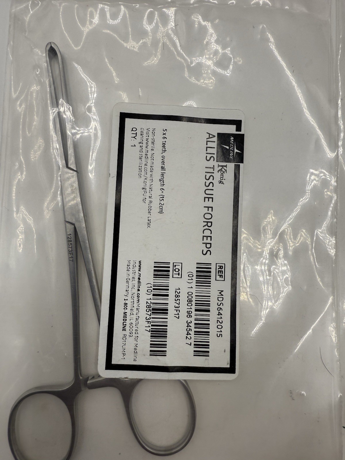 NEW Konig MDS6412015 Allis Tissue Hemostat Forceps 6″ Germany