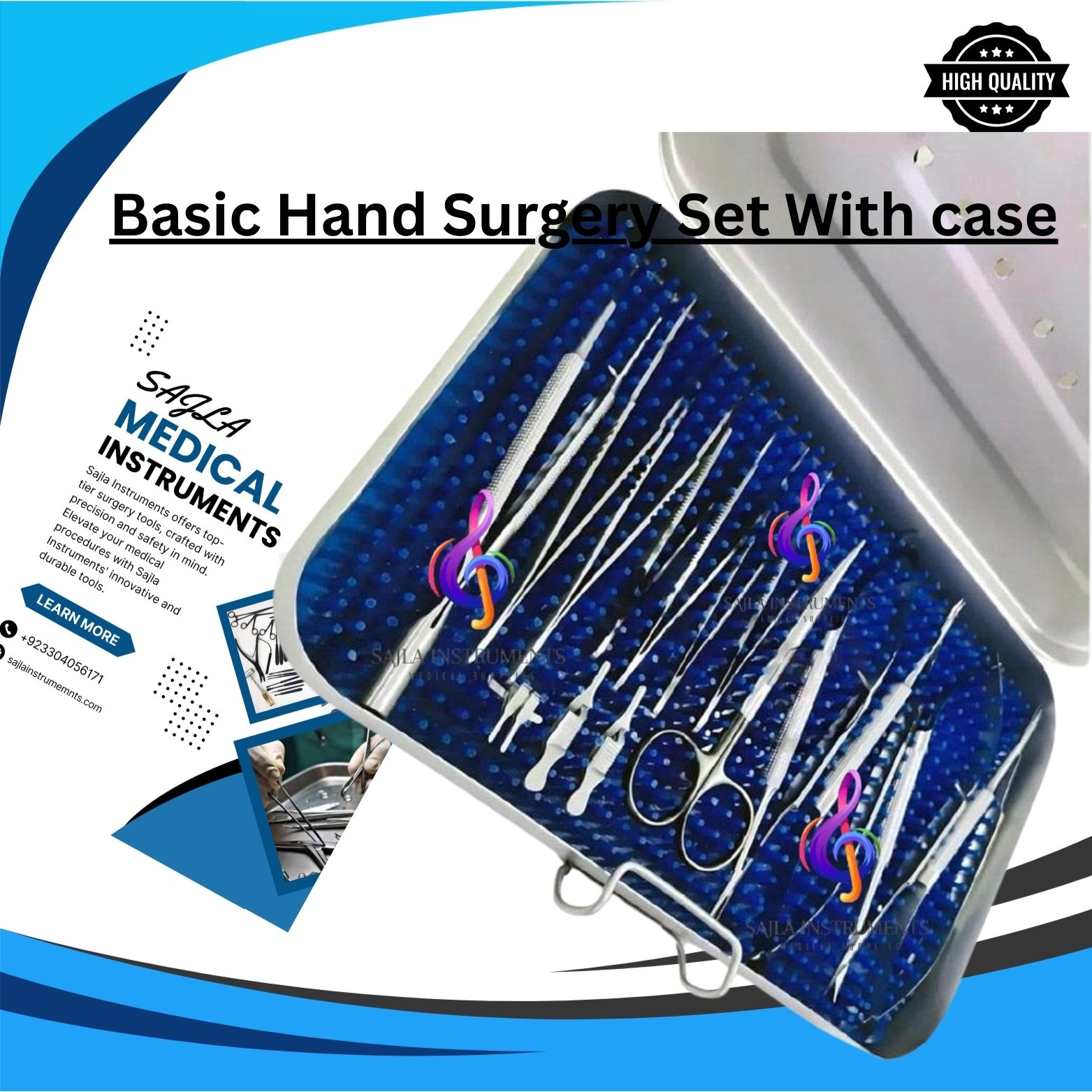 Basic Hand Surgery Set of Micro Surgical Instruments With case by sajla