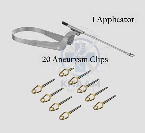 20 Aneurysm Clips & 1 Applicator For Neurosurgery Surgical INSTRUMENTS