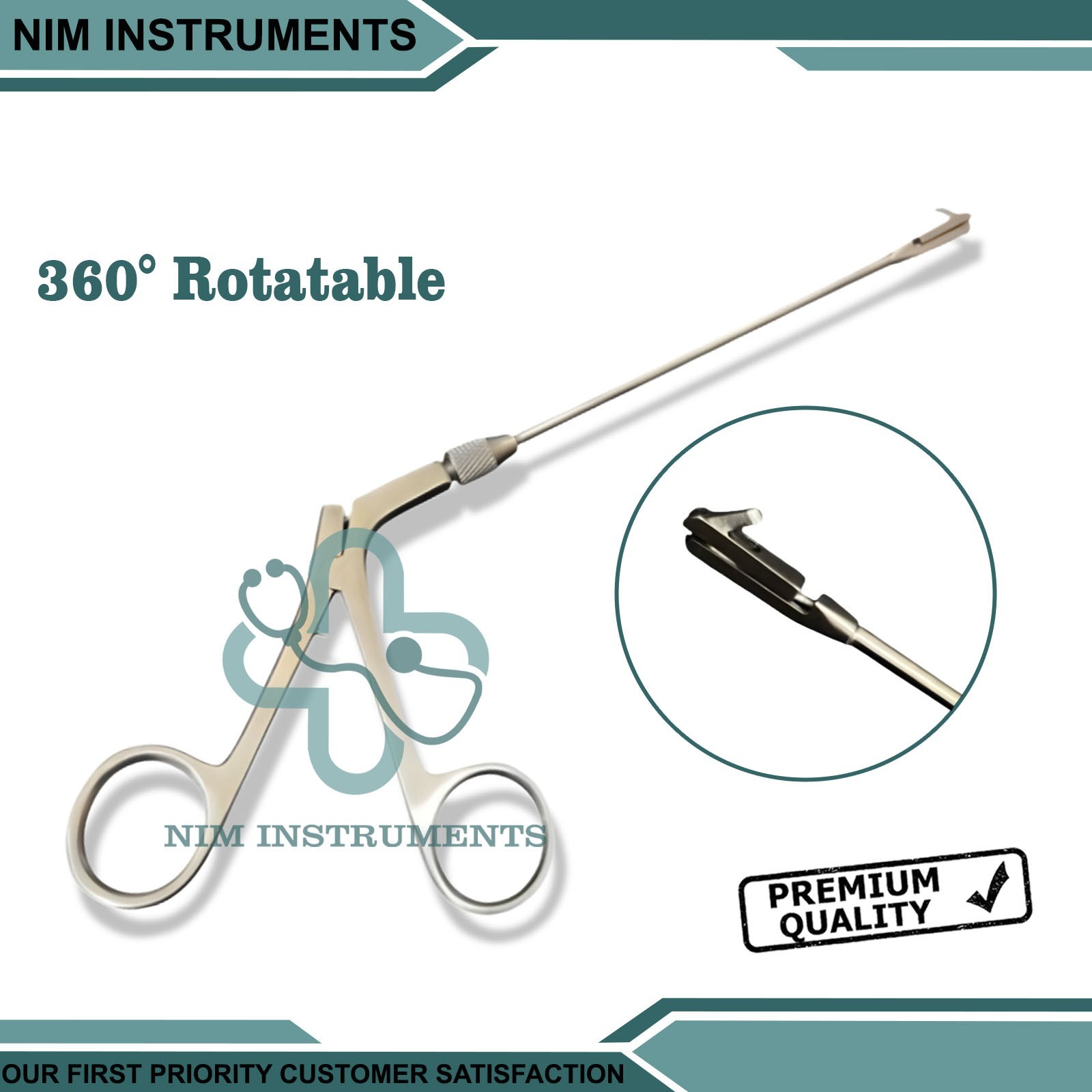 Antrum Backbiter Alligator 360° Rotatable Punch Surgical ENT Instruments