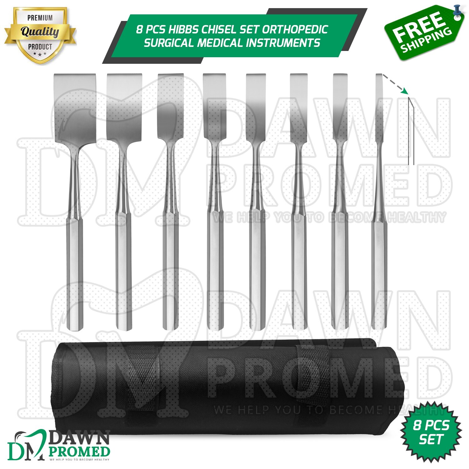 8 Pcs Hibbs Chisel Set Orthopedic Surgical Medical Instruments German Grade